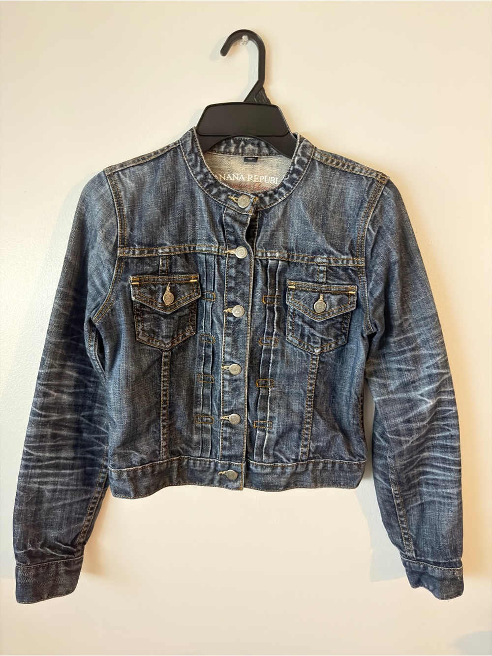 Banana Republic Dark Blue Cropped Denim Jacket